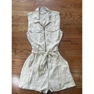 Bella Dahl Sleeveless Utility Romper Cream Tencel Zip Front XS B6124-654-303